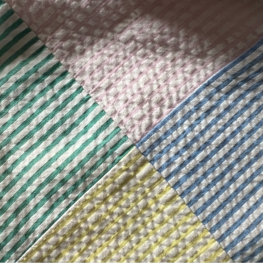 Vineyard Vines Kentucky Derby Seersucker Patchwork Preppy Pastel Midi Dress Blue - Picture 11 of 13